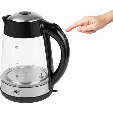 Bouilloire Électrique - 2200 W - 1,7 L - Verre Transparent - Thermostat Réglable 40 À 100 °C - 1 Pièce (1/4)