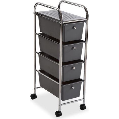 Carrello grigio da bagno 4 cestini con ruote slim salvaspazio carrellino porta oggetti scaffale per casa cucina (1/5)