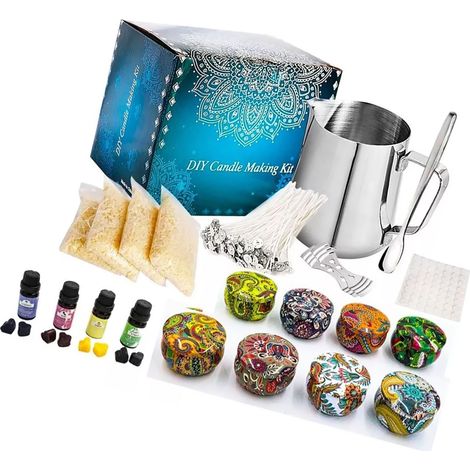Coffret de création de bougies à cire d'abeille avec pot à bougie, set de bougies parfumées DIY loisirs créatifs adultes et ados cadeau (1/5)