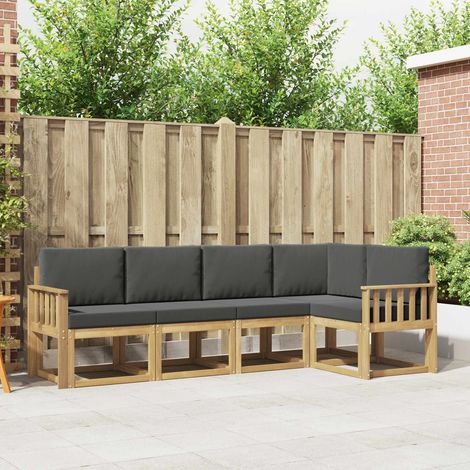 vidaXL Outdoor-Sofagarnitur mit Kissen 5 pcs Weiß und Anthrazit (1/5)