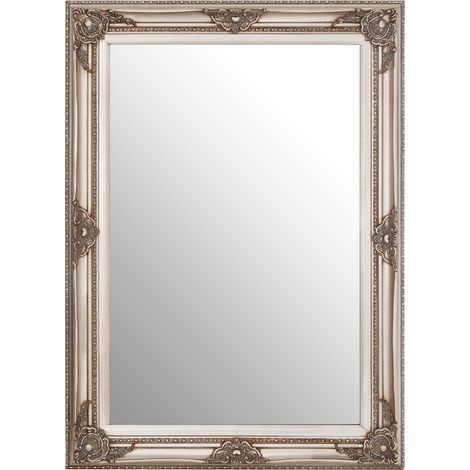 Premier Housewares Wall Mirror / Mirrors For Garden / Bathroom / Living Room Antique Effect Rectangular Frame / Grey Finish Wall Mounted Mirrors 83 X 5 X 113 (1/5)