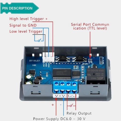 Module Relais Temporisé DC 6-30V avec Écran LCD Minuterie Numérique Réglable 0.01s-9999min Protection Invers MANCHE PORTE-ELECTRODE (1/5)