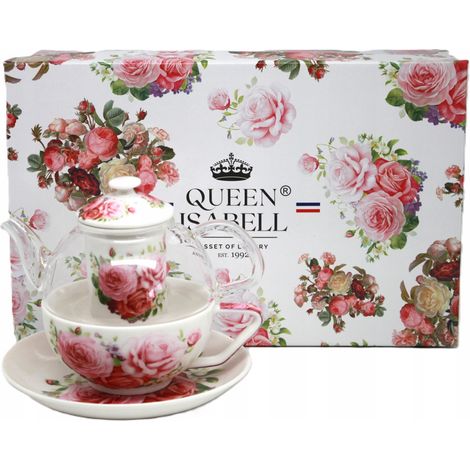 Tetera con taza e infusor, juego de té, colección Rose (1/5)