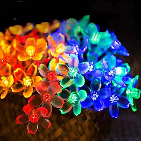 Luci solari a stringa per fiori da esterno, 6,5 m, 30 LED, 8 modalità, impermeabili IP65, luci a stringa LED colorate per giardino, balcone, terrazzo, Natale, matrimoni, feste