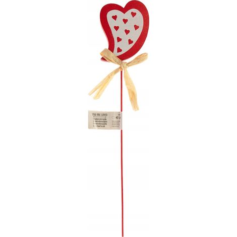 CUORE in legno su bastoncino, decorazione per San Valentino, 26 cm