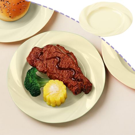 4er-Pack Frühstücks-/Abendessensteller, hitzebeständige Pastateller, stapelbar, runder Durchmesser 19,7 cm, für den Haushalt – Beige (1/4)