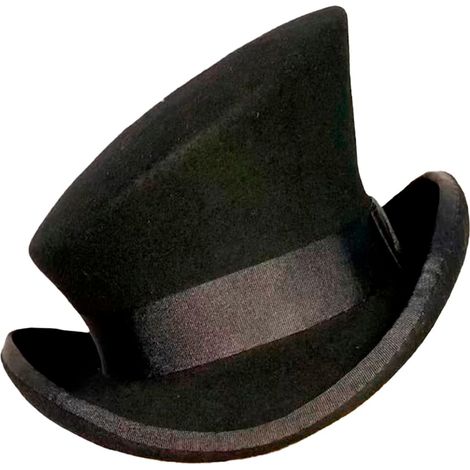 Sombrero de copa asimétrico unisex - Estilo Steampunk - Lana y cuero de primera calidad - Cinta decorativa - Para invierno - Negro, Talla única
