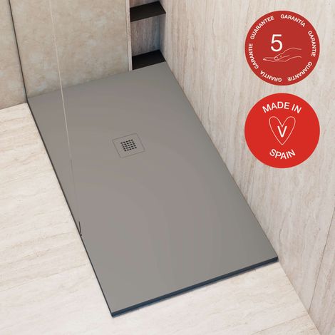 Receveur de douche Poalgi, extraplat, gris Concret, L.70 x l.160 cm, finition sable, série Hos's