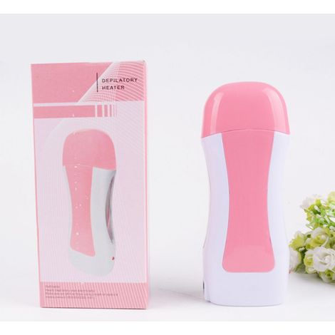 Chauffe-cire électrique portable pour épilation à la cire chaude, appareil de chauffage pour bandes de cire, design compact et sûr pour peau sensible, couleur rose, compatible prise européenne 220V. (1/5)