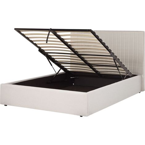 Bett mit Stauraum Stoff VION 140 x 200 cm Beige
