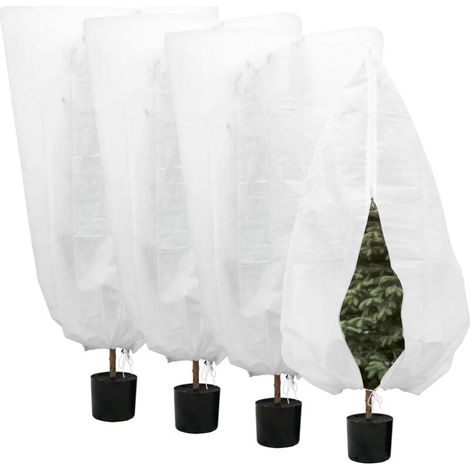 Lot de 4 housses hivernales pour plantes extérieur 100x120 cm, avec cordon et zip, réutilisables