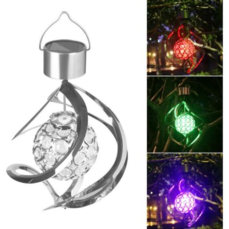 Carillon éolien solaire lumineux IP67 étanche à LED, girouette lumineuse à couleurs changeantes pour extérieur, à suspendre.-AquaForge (1/5)
