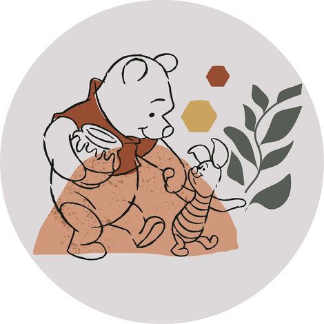 papier peint panoramique rond adhésif Winnie l'ourson multicolore - Disney (1/3)