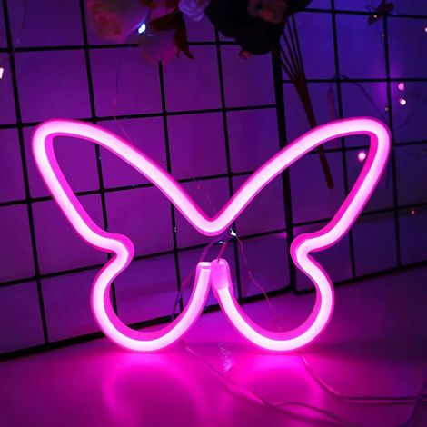 Décoration murale néon LED papillon, veilleuse pour Noël, cadeau d'anniversaire pour fille, salon, chambre, décoration murale (1/5)