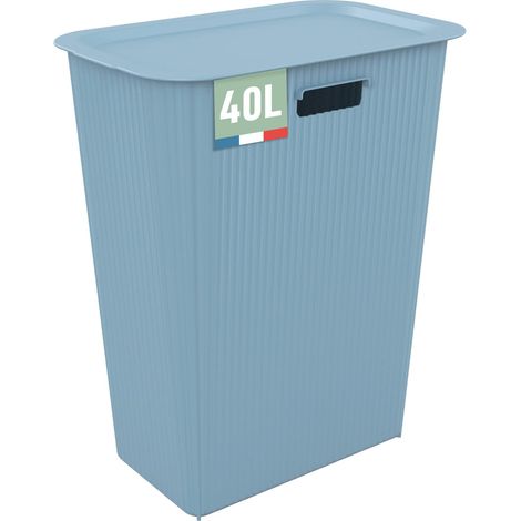 panier à linge avec couvercle en plastique, 40l, bleu artic (1/5)
