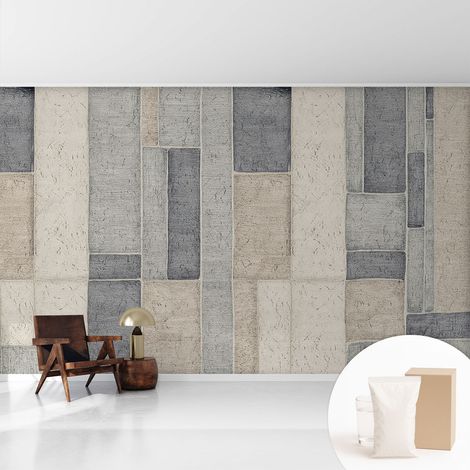 Papier peint intissé avec imprimé pour intérieur moderne application facile a motif - Colle incluse gratuite Mosaïque géométrique 416x254 cm (1/5)