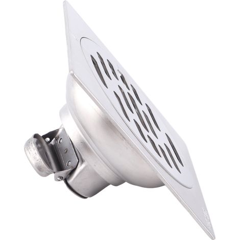 Desagüe de piso cuadrado de acero inoxidable de paredes gruesas con inhibidor de olores, para baño, juego 1 con tamaño 100 x 100 mm – tipo 2 (1/5)