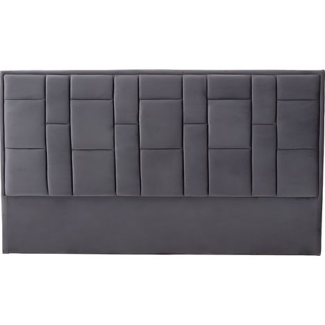 Vente-Unique – Tête de lit 160 cm – Velours 100% polyester – Gris foncé – Garnissage mousse polyuréthane – Structure en pin – Livrée montée