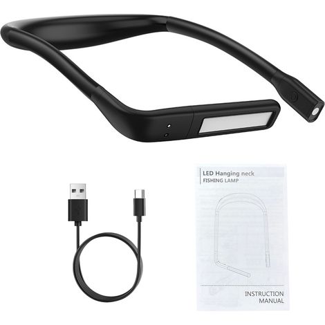 Lampe de cou LED avec capteur gestuel, éclairage double source, 3 températures de couleur, dimmable sans palier, rechargeable USB-C, noire (1/4)