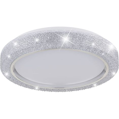 Plafonnier Lampe de plafond Lampe de salle à manger LED Design avec cristaux, métal plastique, 1x LED 24 watts 1400 lumens blanc neutre, D 40 cm (1/5)
