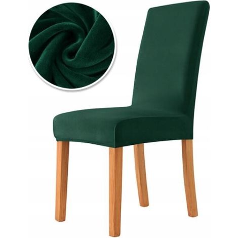 Housse de chaise en velours épais, vert bouteille (1/5)
