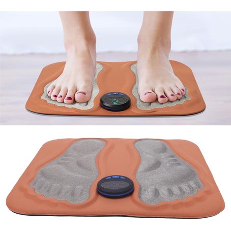 Tapis de massage électrique pour les pieds, antidérapant, à microcourant, 3D, pour la relaxation musculaire, orange (1/5)