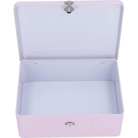 Aufbewahrungsbox für Kinder mit Deckel und Schloss, niedliche Cartoon-Motivbox aus Metall, ideal als Geburtstagsgeschenk für Jungen und Mädchen, Deko für Zuhause (1/5)