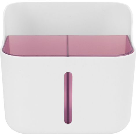 Boîte de rangement double couche grand capacité, design facile à nettoyer, support multifonctionnel pour cosmétiques et désordre, violet. (1/5)