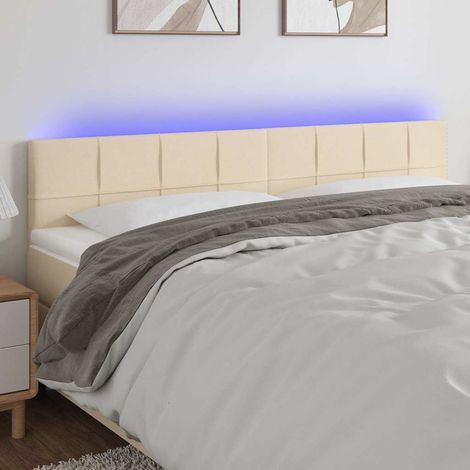 vidaXL Cabecero con LED de tela color crema 160x5x78/88 cm (1/5)