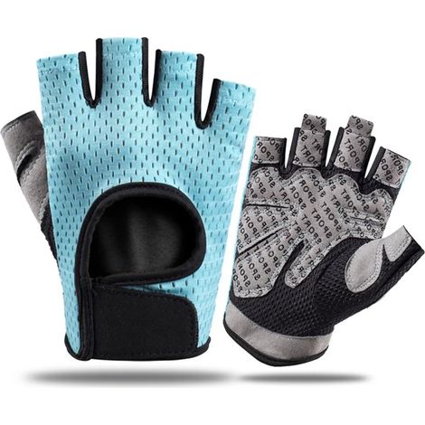 (Bleu, Taille L) Gants d'haltérophilie, protection complète de la paume, adaptés au fitness et au cyclisme, respirants et ultra-légers, unisexes. (1/4)