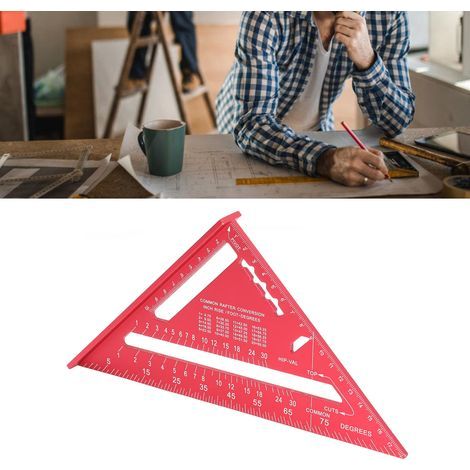 Triangle for woodworking, electrophoretic paint on aluminum alloy, clear scale, red carpenter's square (1/5)