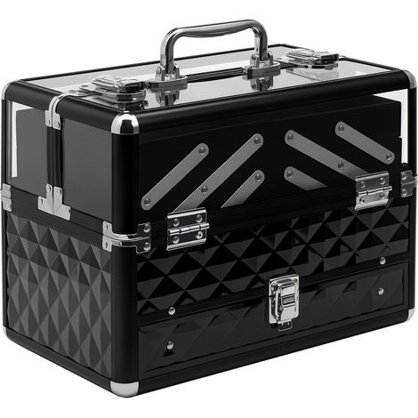 Valigetta da Viaggio Trucchi Professionale, Coffret Maquillage avec Tiroirs Amovibles et Fermeture Sécurisée, Beauty Case Femme pour Voyage, 30x18,5x22 cm, Noir
