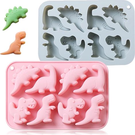 Moule à chocolat dinosaure 8 cavités, silicone antiadhésif pour gâteaux, gelée, glaces et bonbons. (1/5)