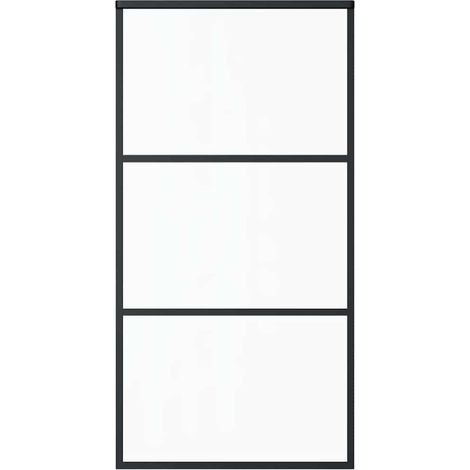 vidaXL Puerta corredera ESG vidrio y aluminio negra 102x205 cm (1/2)