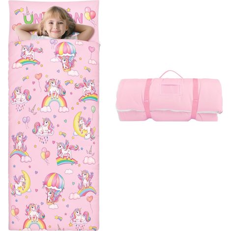 Sac de Couchage Chaud Enfant, Tapis de Sieste 150×60cm,Licorne arc-en-ciel (1/5)