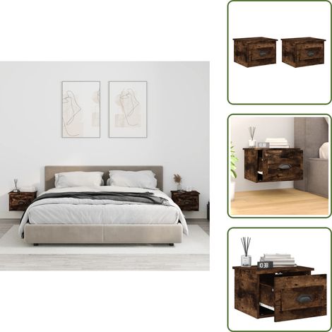Tables de chevet murales 2 pcs chêne fumé 41,5x36x28 cm - Table De Chevet Murale - Meuble De Chevet Mural - Table De Chevet Flottante - Étagère Murale - Rangement Mural (1/5)