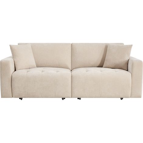 Canapé 3 places avec assise coulissante électrique en tissu beige DIMARIAS (1/4)