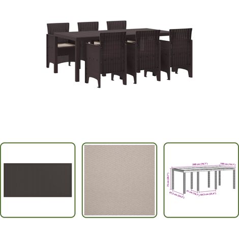 Garten Tisch - Garten Essgruppe 7 pcs Braun Polypropylen (1/5)
