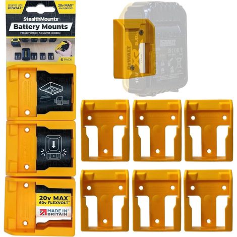 Supports de Batterie pour Dewalt 20v Fixations de Batterie sans Fil pour Outils Dewalt 20v Lot de 6 Organisateurs de Batterie Jaune pour Dewalt 20v Pratique et Durable (1/5)