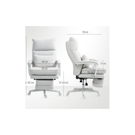 Sedia da ufficio ergonomica con poggiapiedi, schienale 160°, crema DESVIAE (1/5)