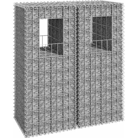 Gabionensäulen 2 Stk. 40x40x100 cm Eisen