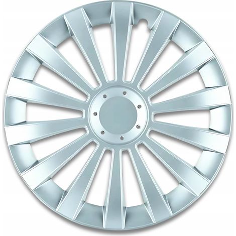 Copricerchio universale per auto, per cerchi da 14 pollici, colore argento, 1 pezzo (1/5)