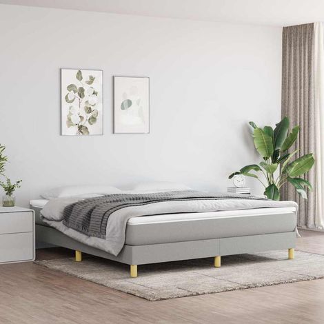 Sommier à ressorts de lit - Sommier pour Adulte et Enfant - Gris clair 180x200 cm Tissu BV789321 - BonneVie (1/5)