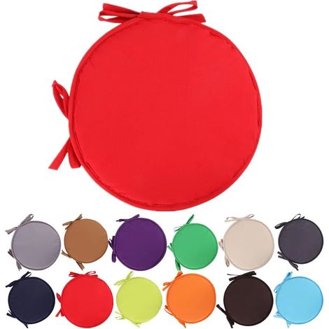 Coussins de chaise ronds colorés pour intérieur/extérieur, pour jardin, terrasse et maison - Diamètre 30 cm/38 cm, housses de coussins pour mobilier de jardin, coussins d'assise ronds rouges (1/5)