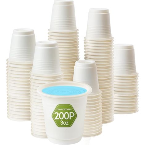 200 Pièces Gobelets en Papier Jetables, 90ml Petit Gobelets en Papier Blanc Gobelets de Bain de Bouche Compostables pour Bain Rincer Médecine Chaud/Froid Eau Jus Collation (5,7cm x 5,5cm)