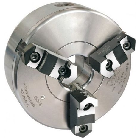 Mandrin à 3 mors en fonte, Taille Ø : 250 mm, Ø de perçage traversant 76 mm, Vitesse max. 3000 tr/mn, Couple de rotation : 150 N·m, Force serrage : 63 kN