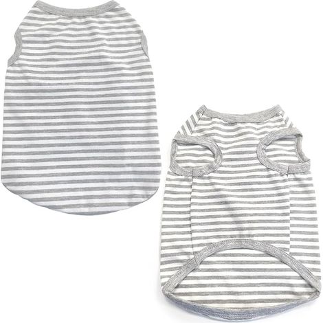 T-Shirt Vêtements pour Chien, T-Shirt Coton sans Manches, pour Chiens et Chats (Noir, Gris) (L) (1/4)