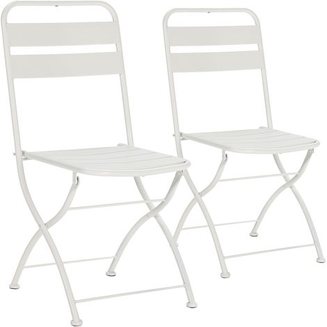 Set di 2 sedie da giardino pieghevoli Perla in metallo bianco