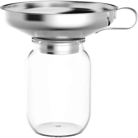 Embudo de acero inoxidable - Embudo para mermelada - Embudo de llenado con asa - Ayuda para llenar frascos de vidrio - Embudo de metal diámetro 11cm, abertura diámetro 4,7cm - Accesorio de cocina (1/4)
