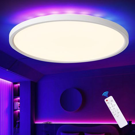 Plafonnier LED RGB 30 cm 3200LM,Dimmable 3000-6500K,Télécommande,Minuterie,Mémoire,Ambiance,Pour Chambre,Salon,Salle de Bain (1/5)